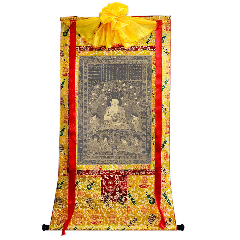 Gandhanra Tibetan Thangka Art - Shakyamuni - from Kathok Monastery - Giclee Print with Mineral Pigments