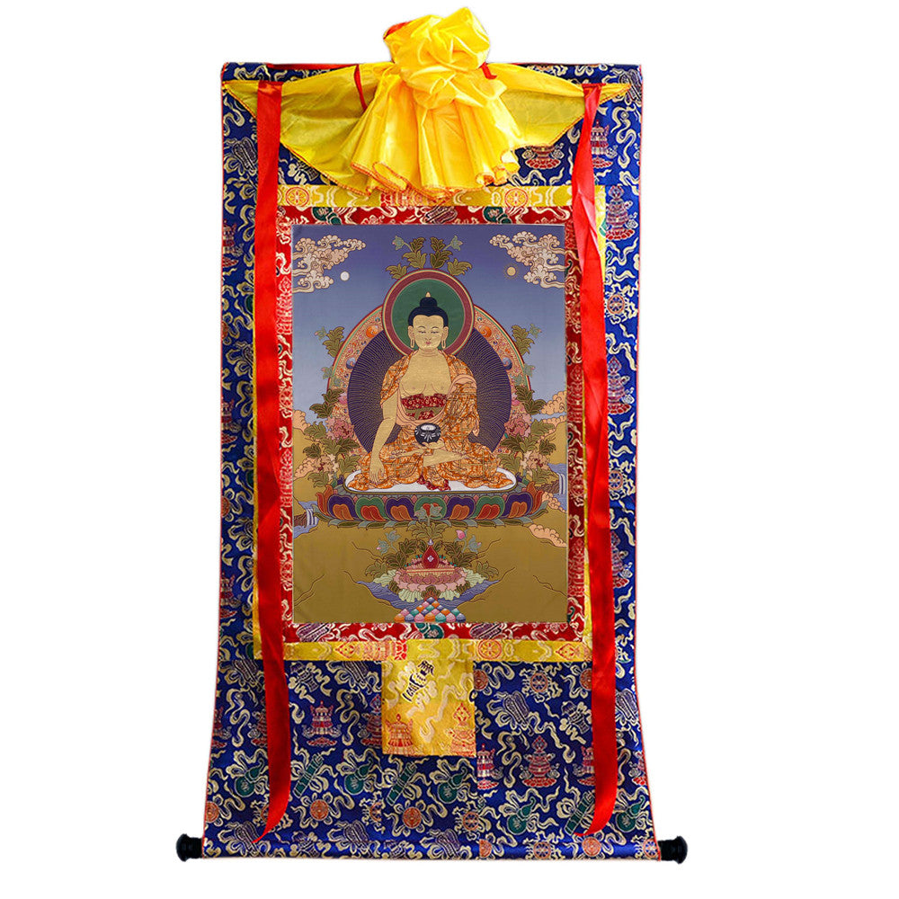 Gandhanra Tibetan Thangka Art - Bhaisajyaguru - Medicine Buddha - from Kathok Monastery - Giclee Print with Mineral Pigments