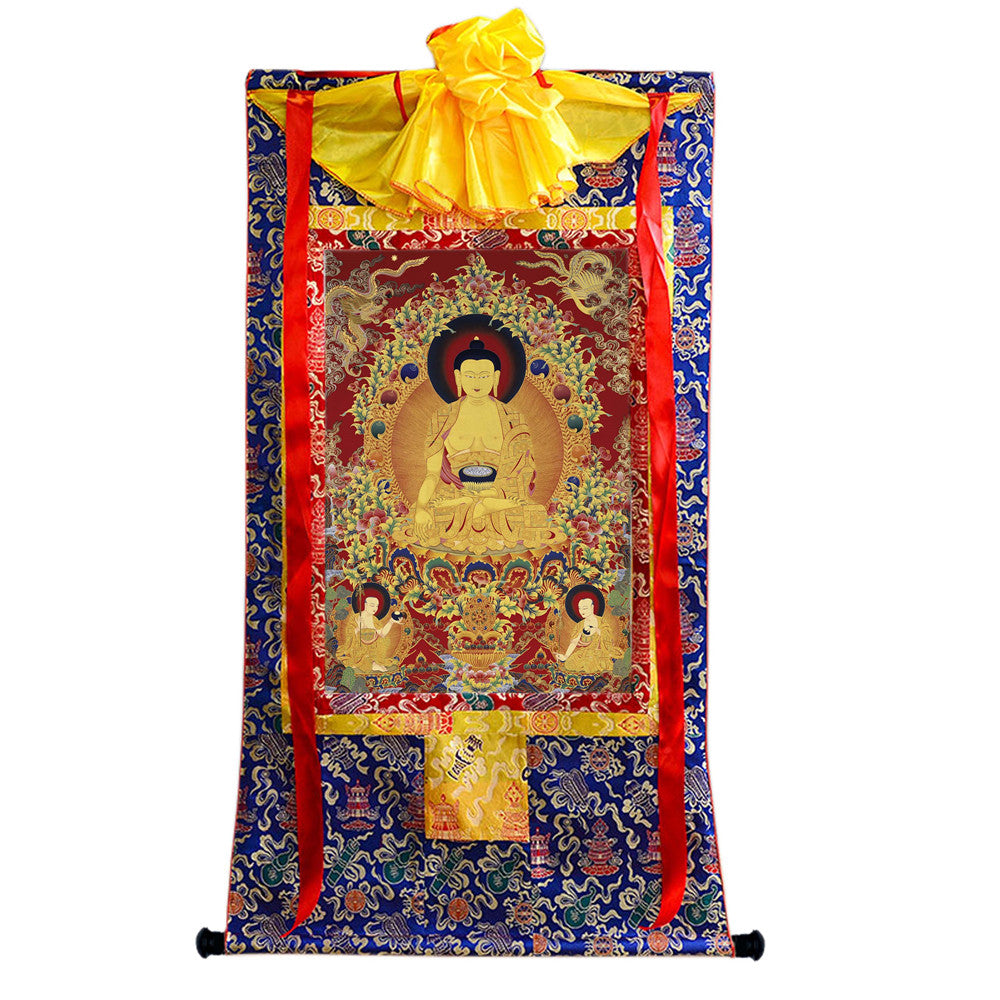 Gandhanra Tibetan Thangka Art - Shakyamuni - from Kathok Monastery - Giclee Print with Mineral Pigments