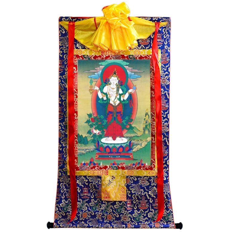 Gandhanra Tibetan Thangka Art - Chenrezig - Padmapani - from Kathok Monastery - Giclee Print with Mineral Pigments