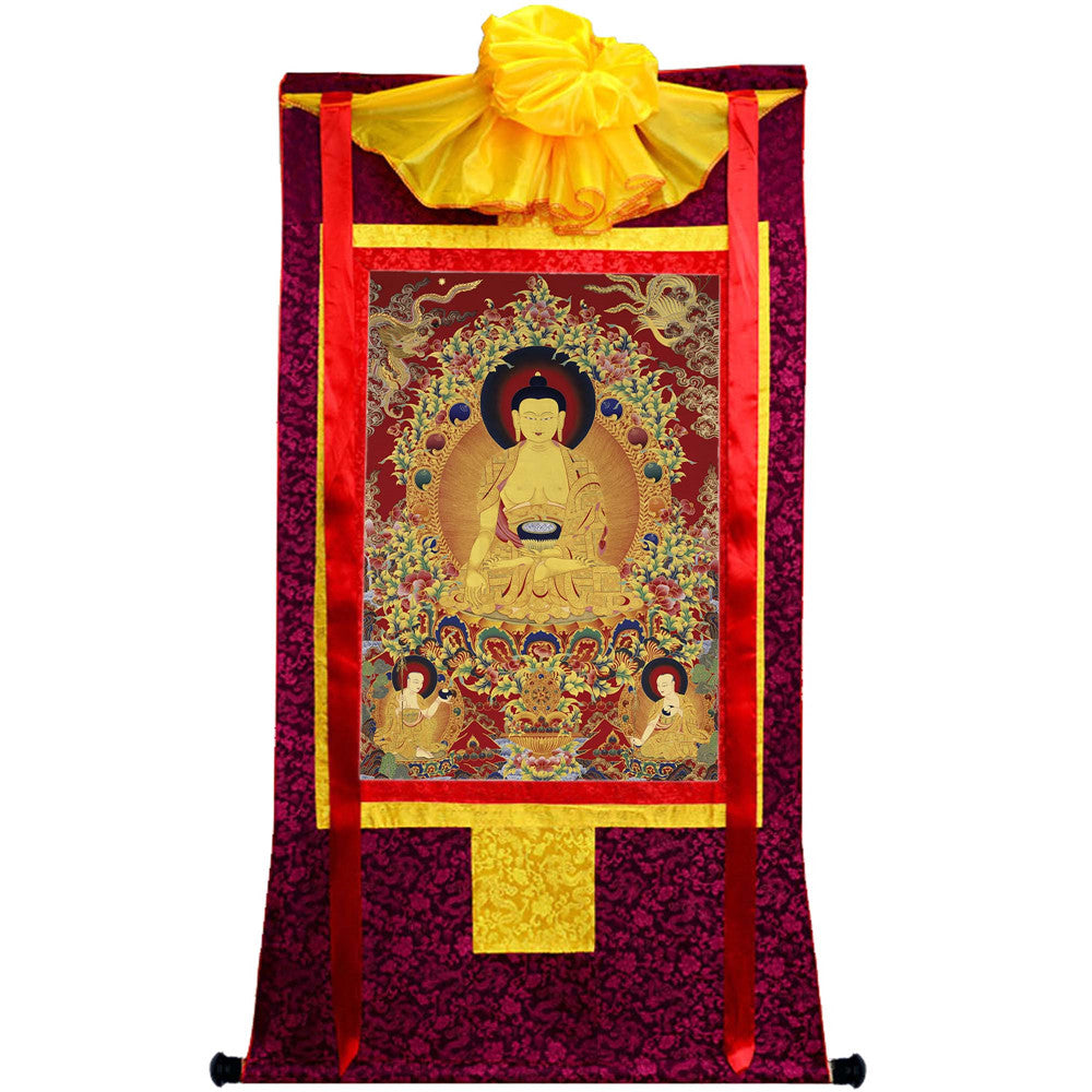 Gandhanra Tibetan Thangka Art - Shakyamuni - from Kathok Monastery - Giclee Print with Mineral Pigments