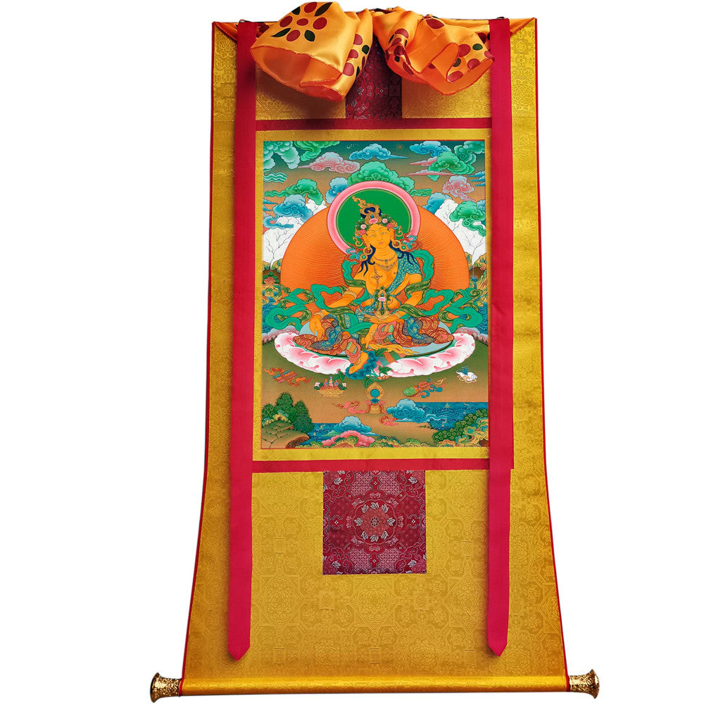 Gandhanra Tibetan Thangka Art - Green Tara - from Kathok Monastery - Giclee Print with Mineral Pigments