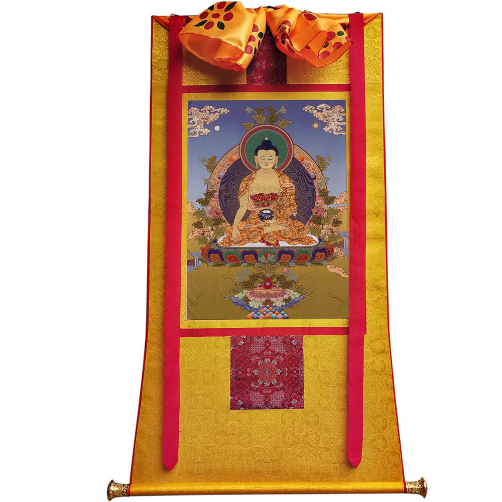 Gandhanra Tibetan Thangka Art - Bhaisajyaguru - Medicine Buddha - from Kathok Monastery - Giclee Print with Mineral Pigments