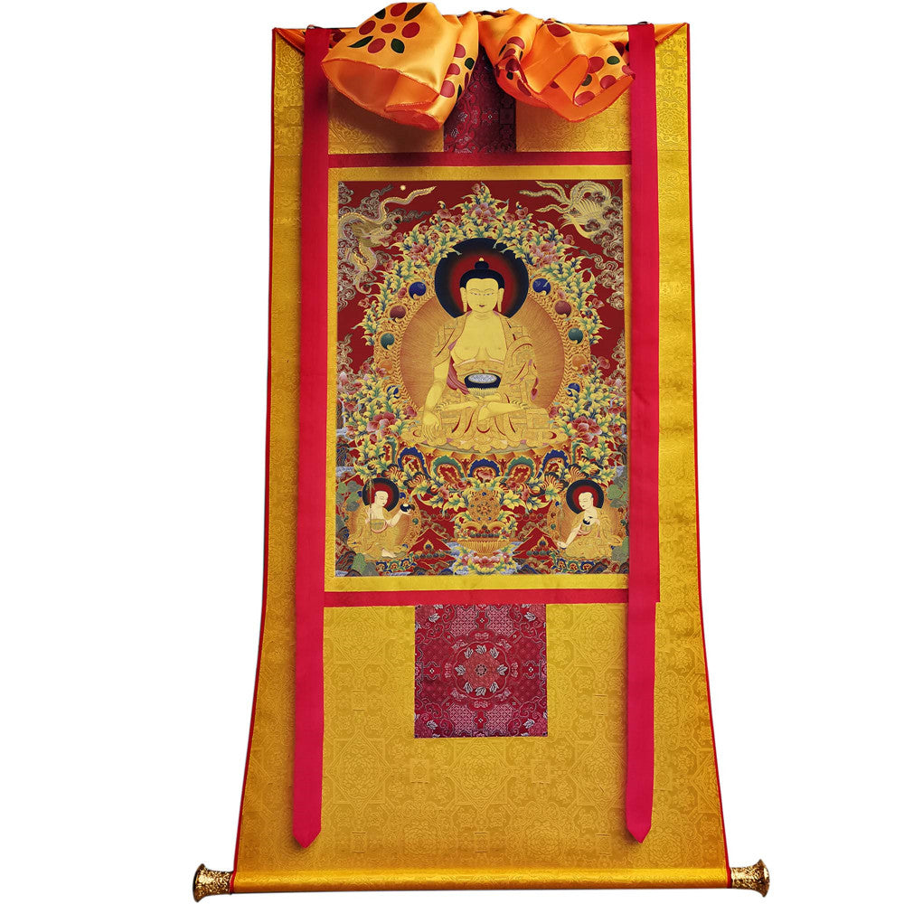 Gandhanra Tibetan Thangka Art - Shakyamuni - from Kathok Monastery - Giclee Print with Mineral Pigments