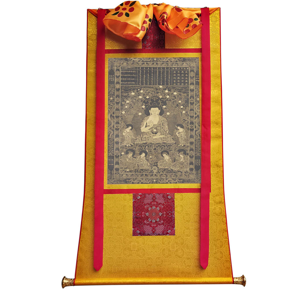 Gandhanra Tibetan Thangka Art - Shakyamuni - from Kathok Monastery - Giclee Print with Mineral Pigments