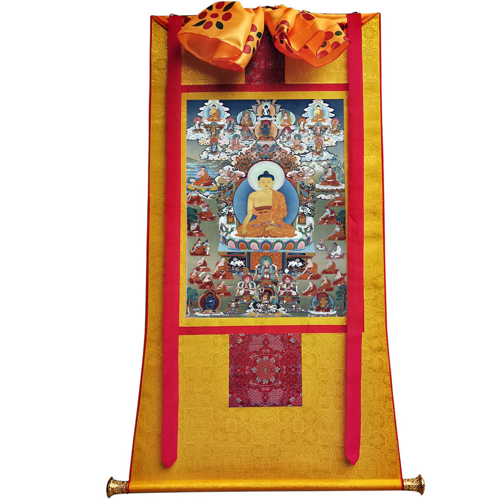 Gandhanra Tibetan Thangka Art - Shakyamuni - from Kathok Monastery - Giclee Print with Mineral Pigments