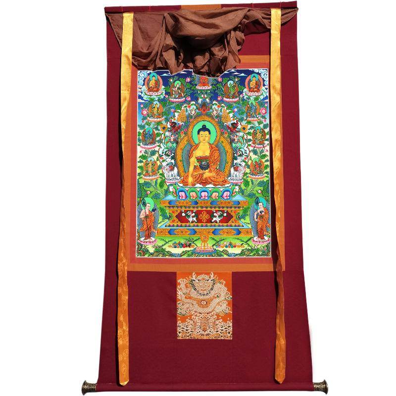 Shakyamuni Thangka - Hand Framed Giclee Printed Tibetan Art - Gandhanra-ART
