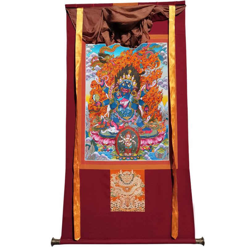 Gandhanra Tibetan Thangka Art - Mahakala - from Kathok Monastery - Giclee Print with Mineral Pigments