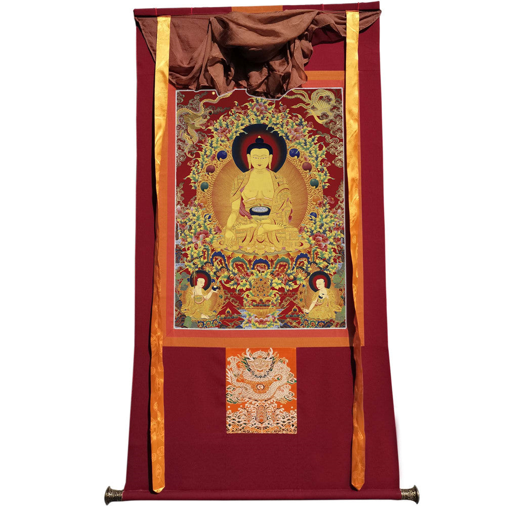 Gandhanra Tibetan Thangka Art - Shakyamuni - from Kathok Monastery - Giclee Print with Mineral Pigments