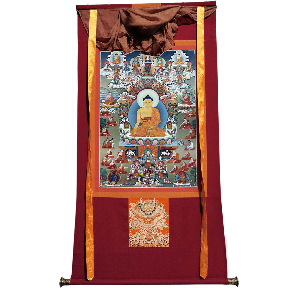 Gandhanra Tibetan Thangka Art - Shakyamuni - from Kathok Monastery - Giclee Print with Mineral Pigments