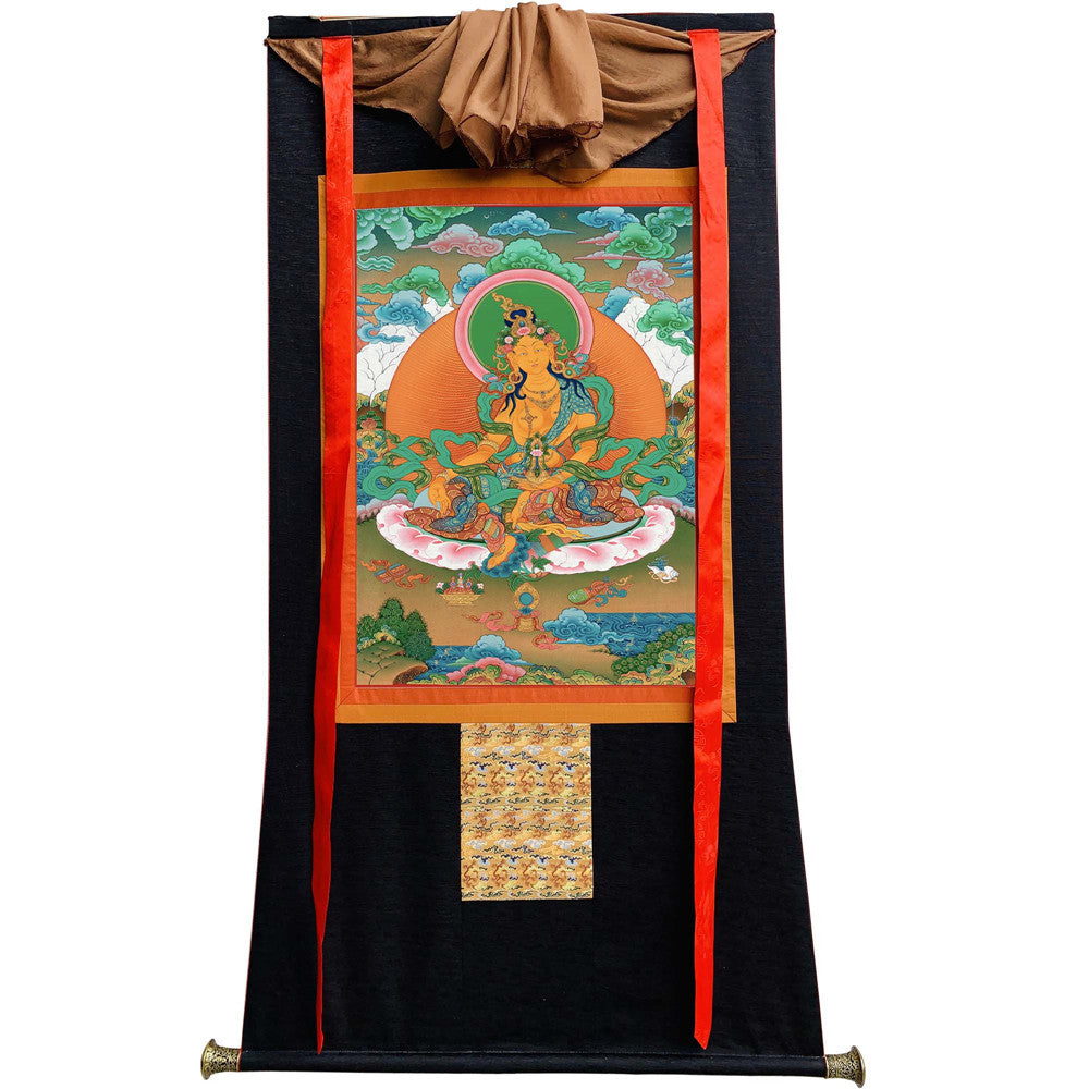 Gandhanra Tibetan Thangka Art - Green Tara - from Kathok Monastery - Giclee Print with Mineral Pigments