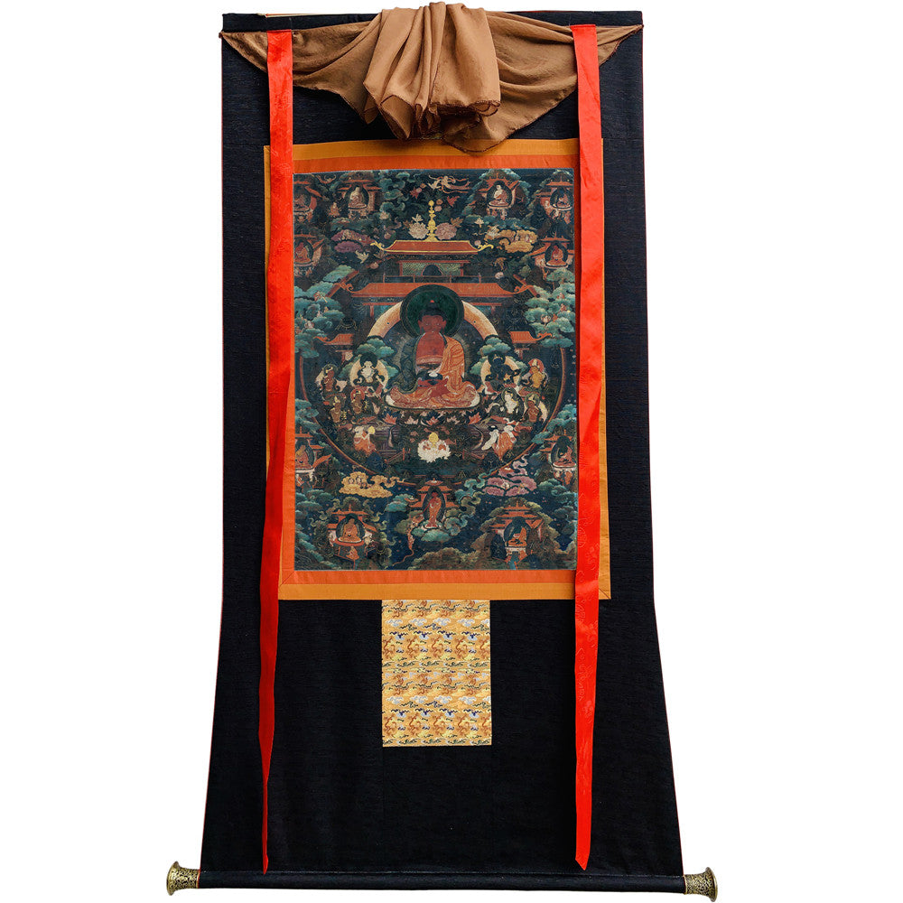 Gandhanra Tibetan Thangka Art - Amitayus - Amitabha - from Kathok Monastery - Giclee Print with Mineral Pigments