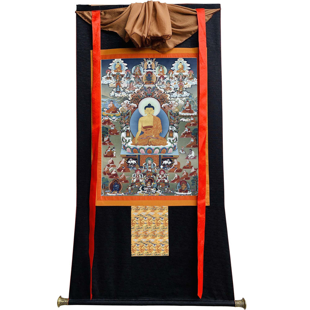 Gandhanra Tibetan Thangka Art - Shakyamuni - from Kathok Monastery - Giclee Print with Mineral Pigments