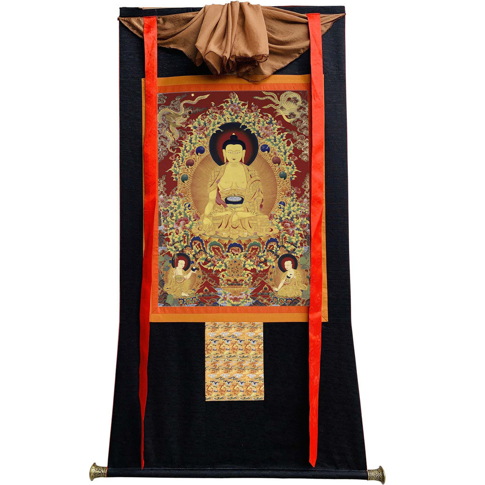 Gandhanra Tibetan Thangka Art - Shakyamuni - from Kathok Monastery - Giclee Print with Mineral Pigments