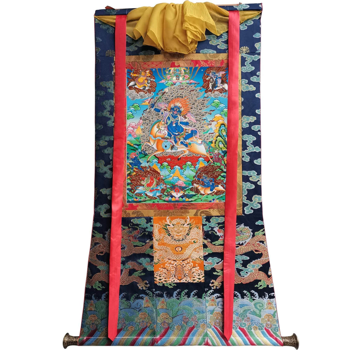 Palden Lhamo / Magzor Gyalmo / Shri Devi - Tibetan thangka painting, size reference