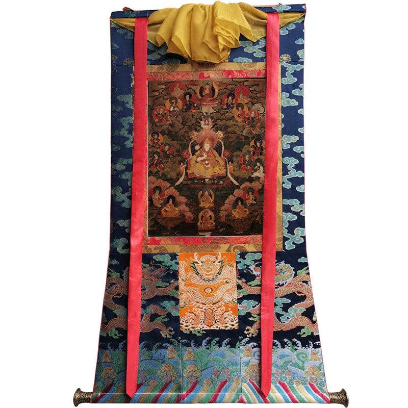 Dalai Lama VII - Kelzang Gyatso Image - Tibetan thangka painting, size reference