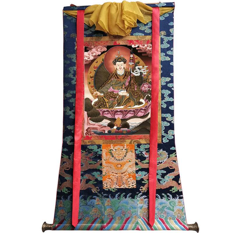 Guru Rinpoche Image - Tibetan thangka painting, size reference