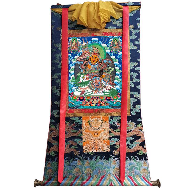 Vaisravana Image - Tibetan thangka painting, size reference