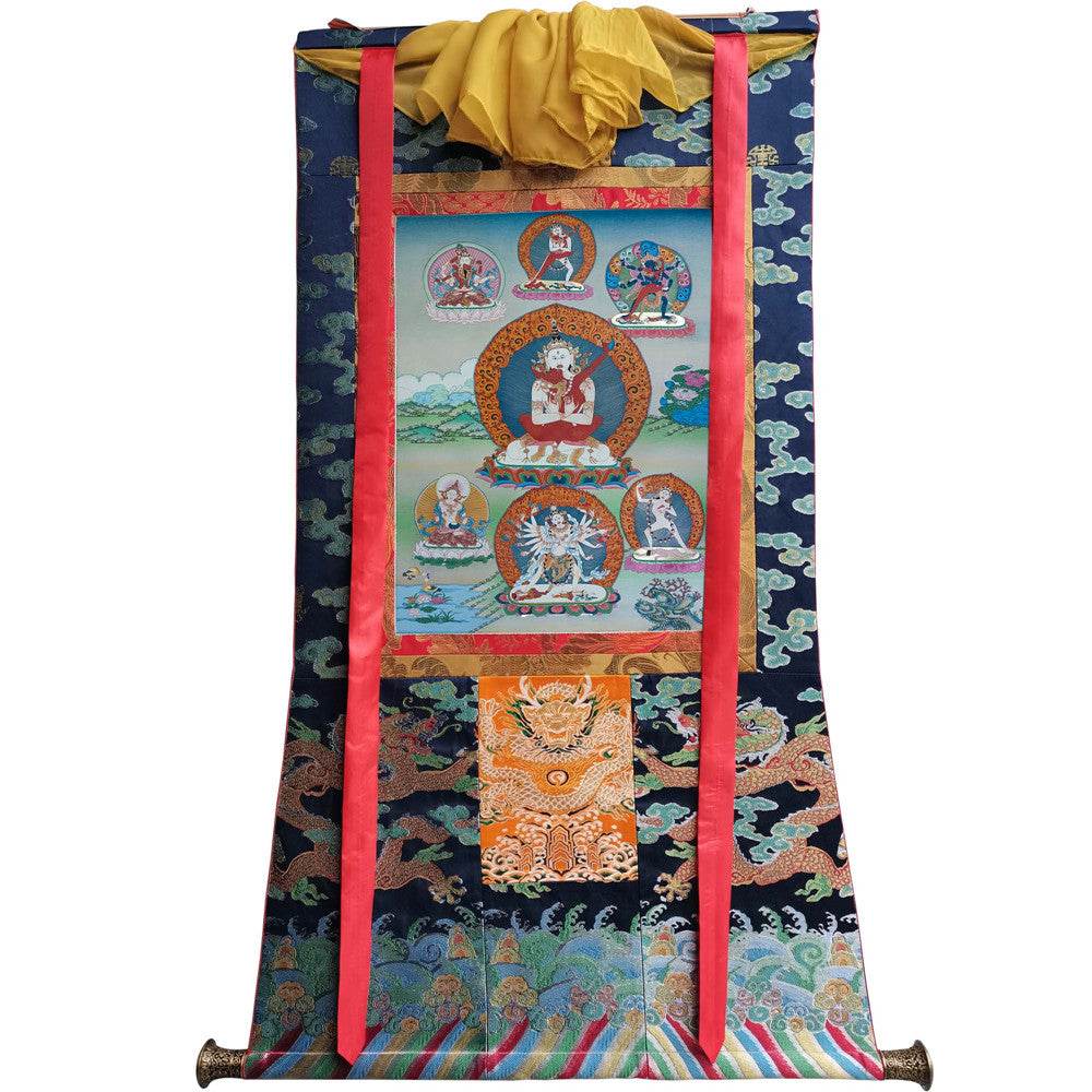 Vajrasattva in Yab Yum - Tibetan thangka painting, size reference