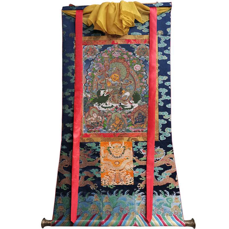 Vaisravana Image - Tibetan thangka painting, size reference