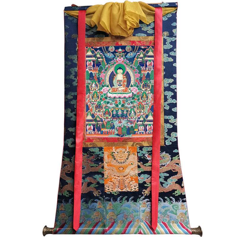 Sukhavati - Pure Land Image - Tibetan thangka painting, size reference