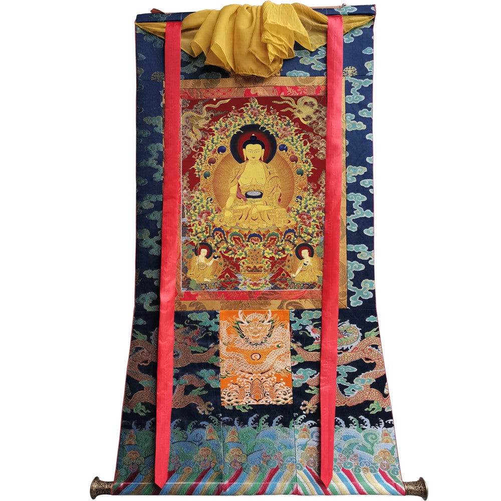 Gandhanra Tibetan Thangka Art - Shakyamuni - from Kathok Monastery - Giclee Print with Mineral Pigments