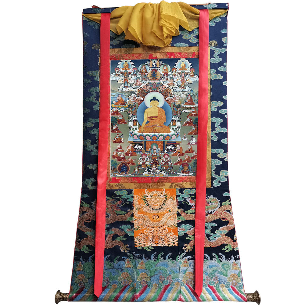 Gandhanra Tibetan Thangka Art - Shakyamuni - from Kathok Monastery - Giclee Print with Mineral Pigments