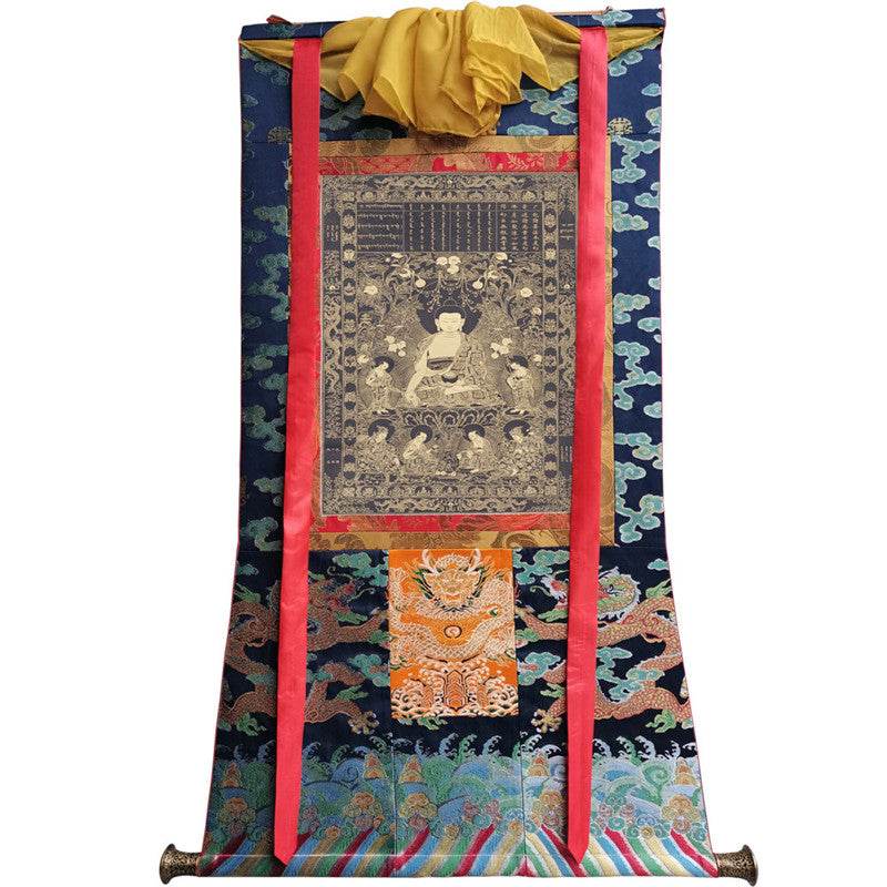 sikhina Buddha Image - Tibetan thangka painting, size reference