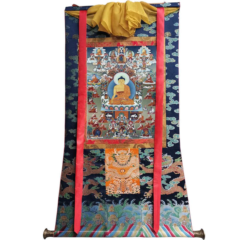 Shakyamuni Image - Tibetan thangka painting, size reference