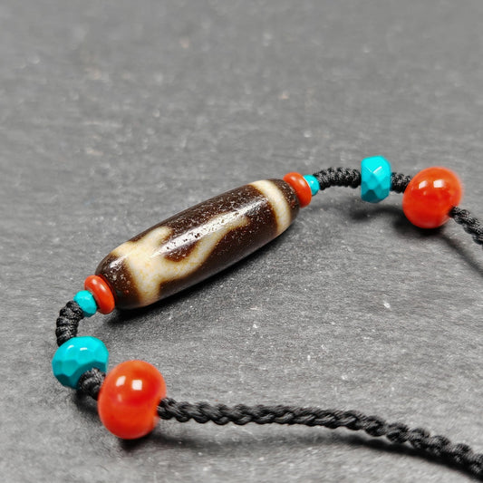 Authentic Ruyi Dzi Necklace | Tibetan Jewelry | Protection Charm for Good Fortune Protection | 35*11mm