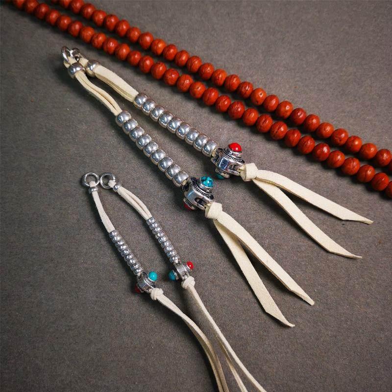 5-7mm Brass Prayer Bead Counters with agate Pendant - Gandhanra-ART