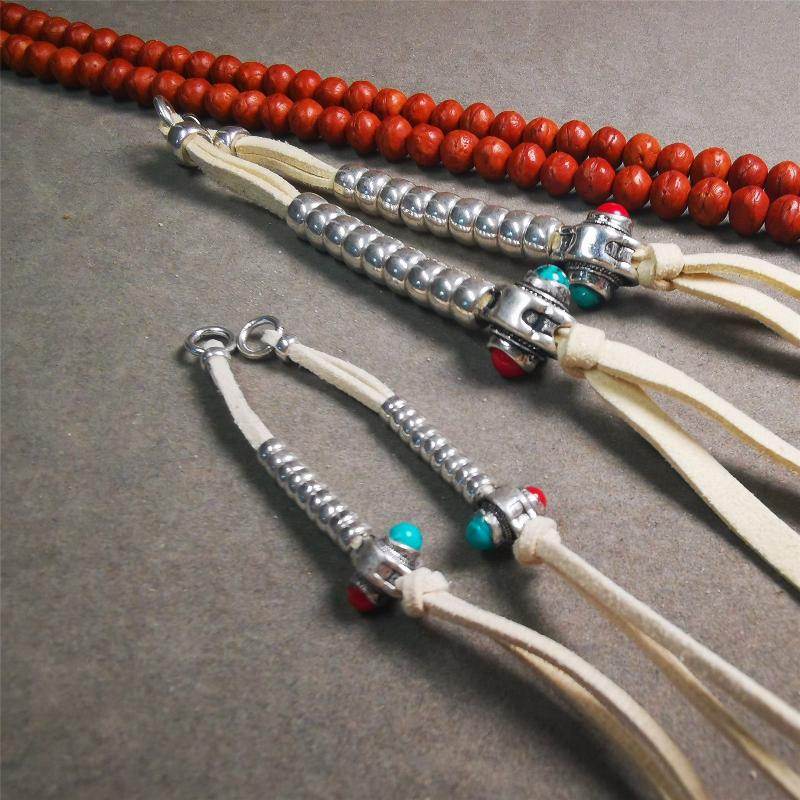 5-7mm Brass Prayer Bead Counters with agate Pendant - Gandhanra-ART
