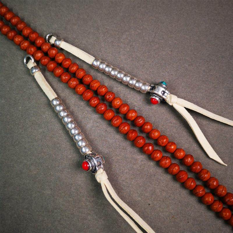 5-7mm Brass Prayer Bead Counters with agate Pendant - Gandhanra-ART