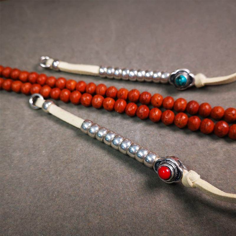 5-7mm Brass Prayer Bead Counters with agate Pendant - Gandhanra-ART