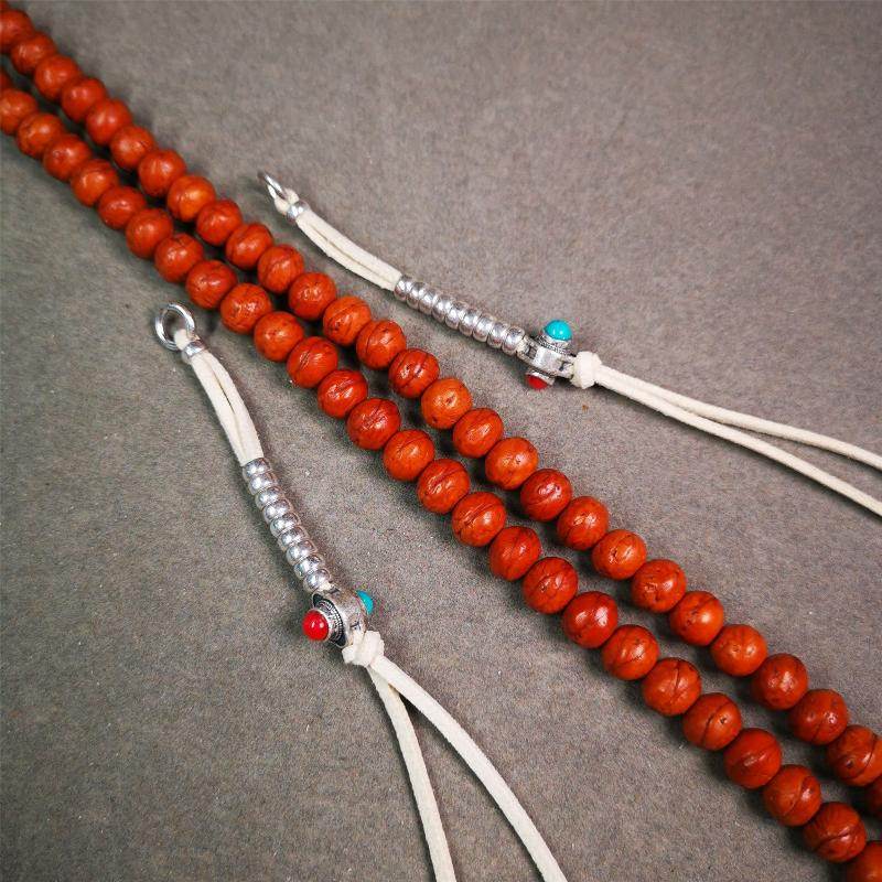5-7mm Brass Prayer Bead Counters with agate Pendant - Gandhanra-ART