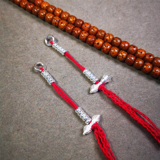 4mm Sterling Silver Prayer Bead Counters with Dorje and Vajra Pendant - Gandhanra-ART
