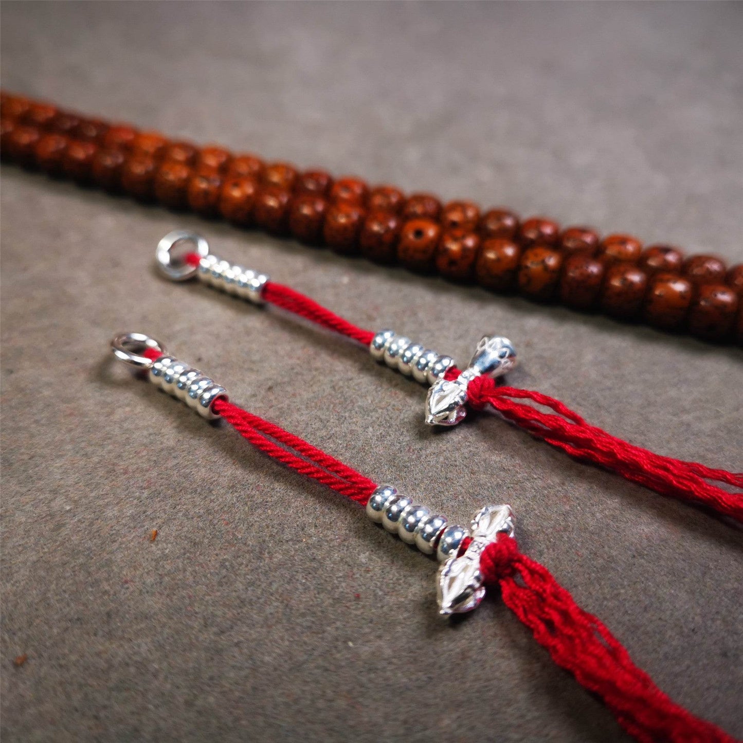 4mm Sterling Silver Prayer Bead Counters with Dorje and Vajra Pendant - Gandhanra-ART