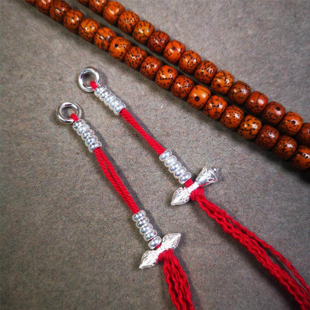 4mm Sterling Silver Prayer Bead Counters with Dorje and Vajra Pendant - Gandhanra-ART