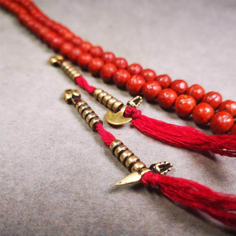 5mm Brass Prayer Bead Counters with Kila and Kartika Pendant - Gandhanra-ART