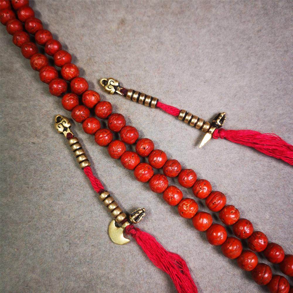 5mm Brass Prayer Bead Counters with Kila and Kartika Pendant - Gandhanra-ART