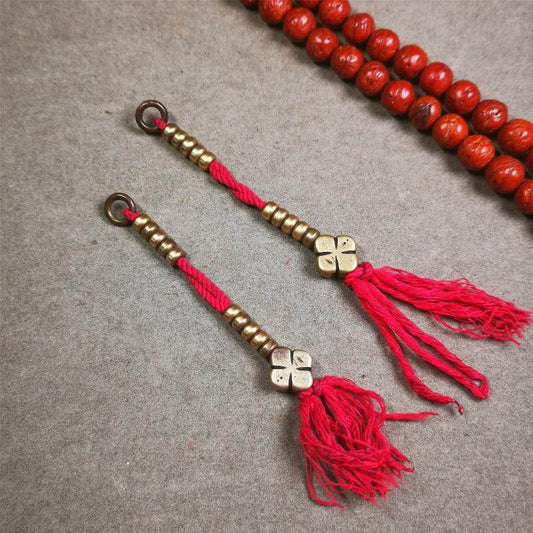 5mm Brass Prayer Bead Counters with Gesang Flower Pendant - Gandhanra-ART