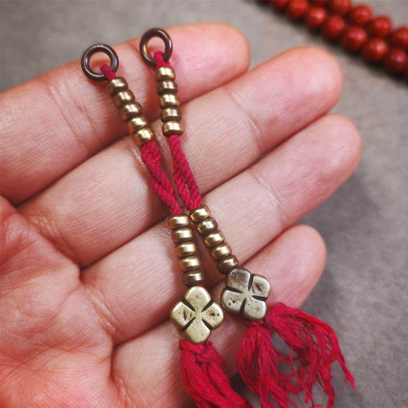 5mm Brass Prayer Bead Counters with Gesang Flower Pendant - Gandhanra-ART