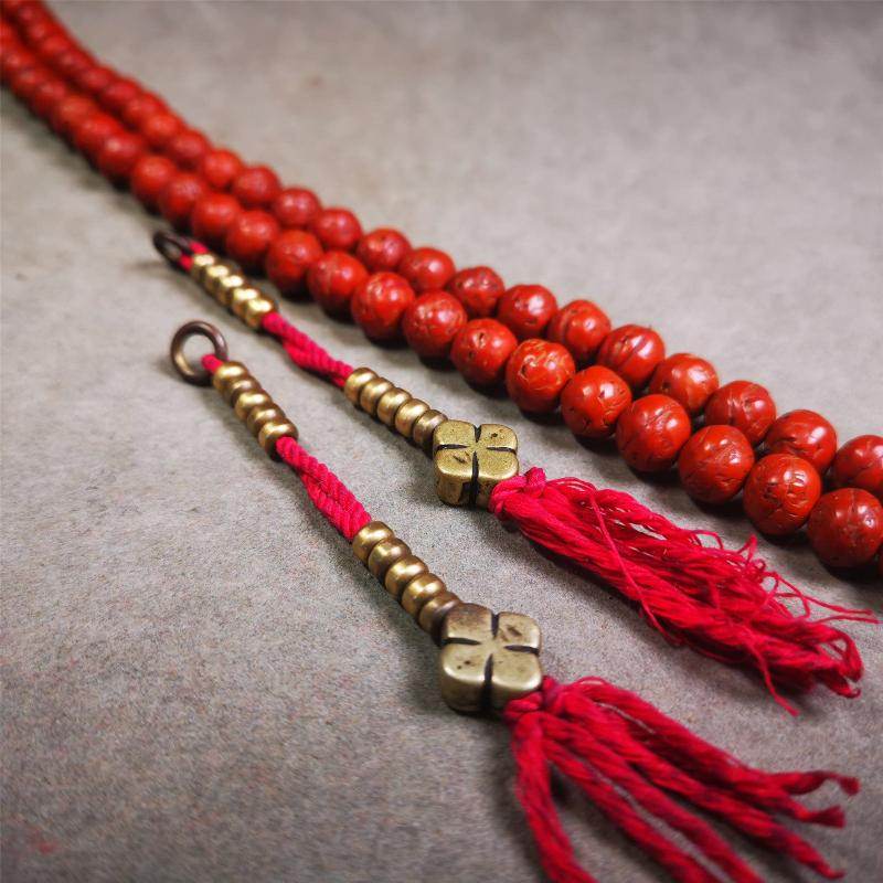 5mm Brass Prayer Bead Counters with Gesang Flower Pendant - Gandhanra-ART