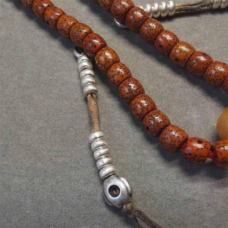 5mm Sterling Silver Prayer Bead Counters with Mantra Dot Pendant - Gandhanra-ART