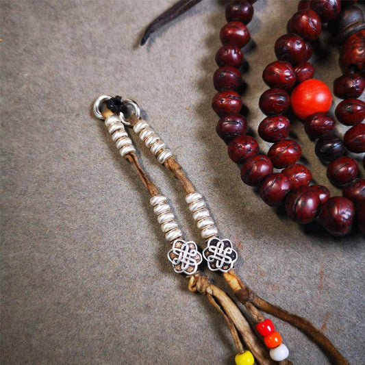 5mm Sterling Silver Prayer Bead Counters with Lucky Knot Pendant - Gandhanra-ART