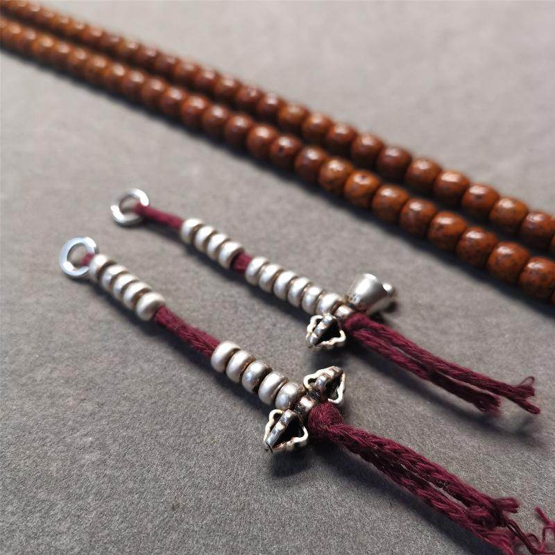 5mm Silver Prayer Bead Counters with Dorje and Bell Pendant - Gandhanra-ART