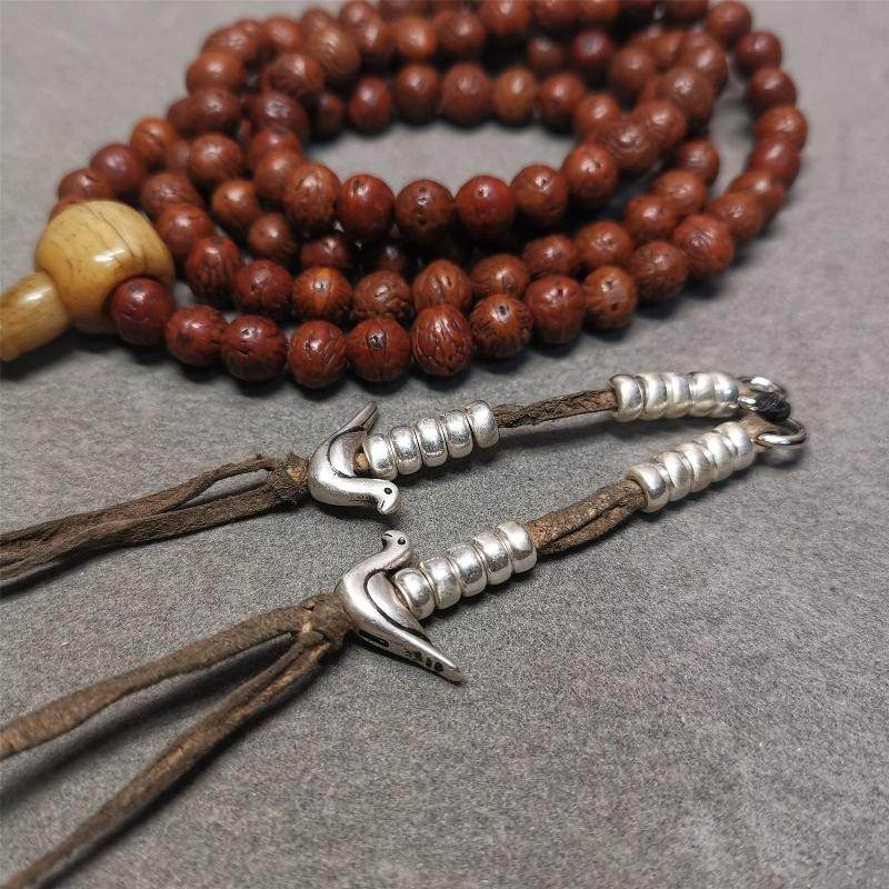 5mm Silver Prayer Bead Counters with Lucky Birds Pendant - Gandhanra-ART