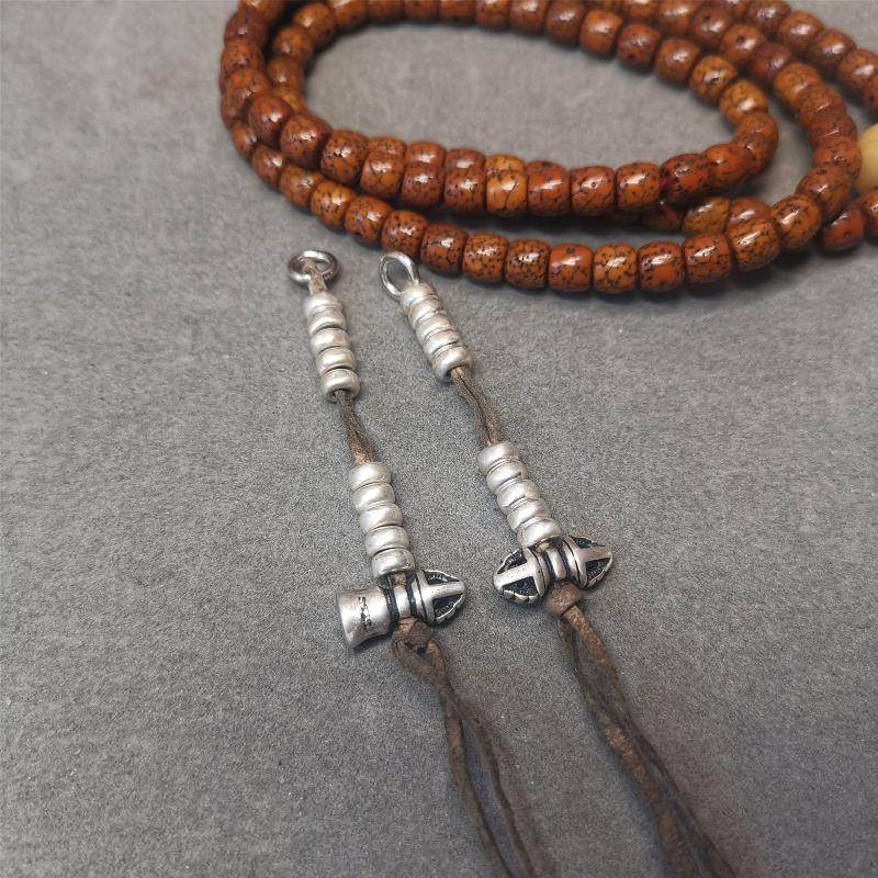 5mm Sterling Silver Prayer Bead Counters with Dorje and Vajra Pendant - Gandhanra-ART
