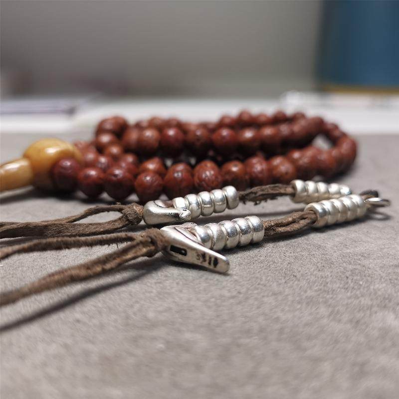 5mm Silver Prayer Bead Counters with Lucky Birds Pendant - Gandhanra-ART