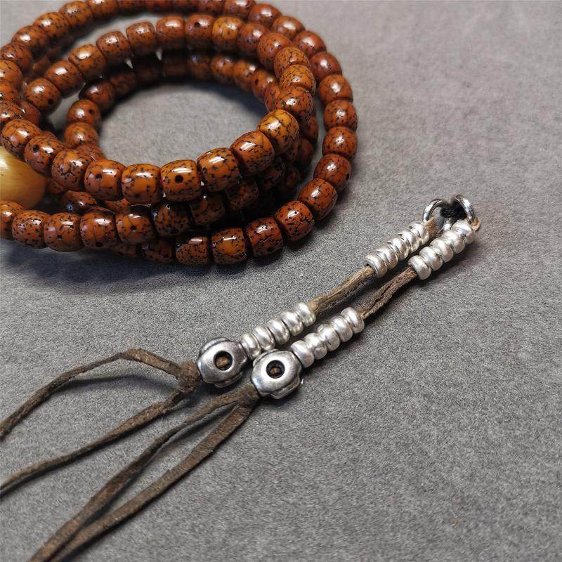 5mm Sterling Silver Prayer Bead Counters with Mantra Dot Pendant - Gandhanra-ART